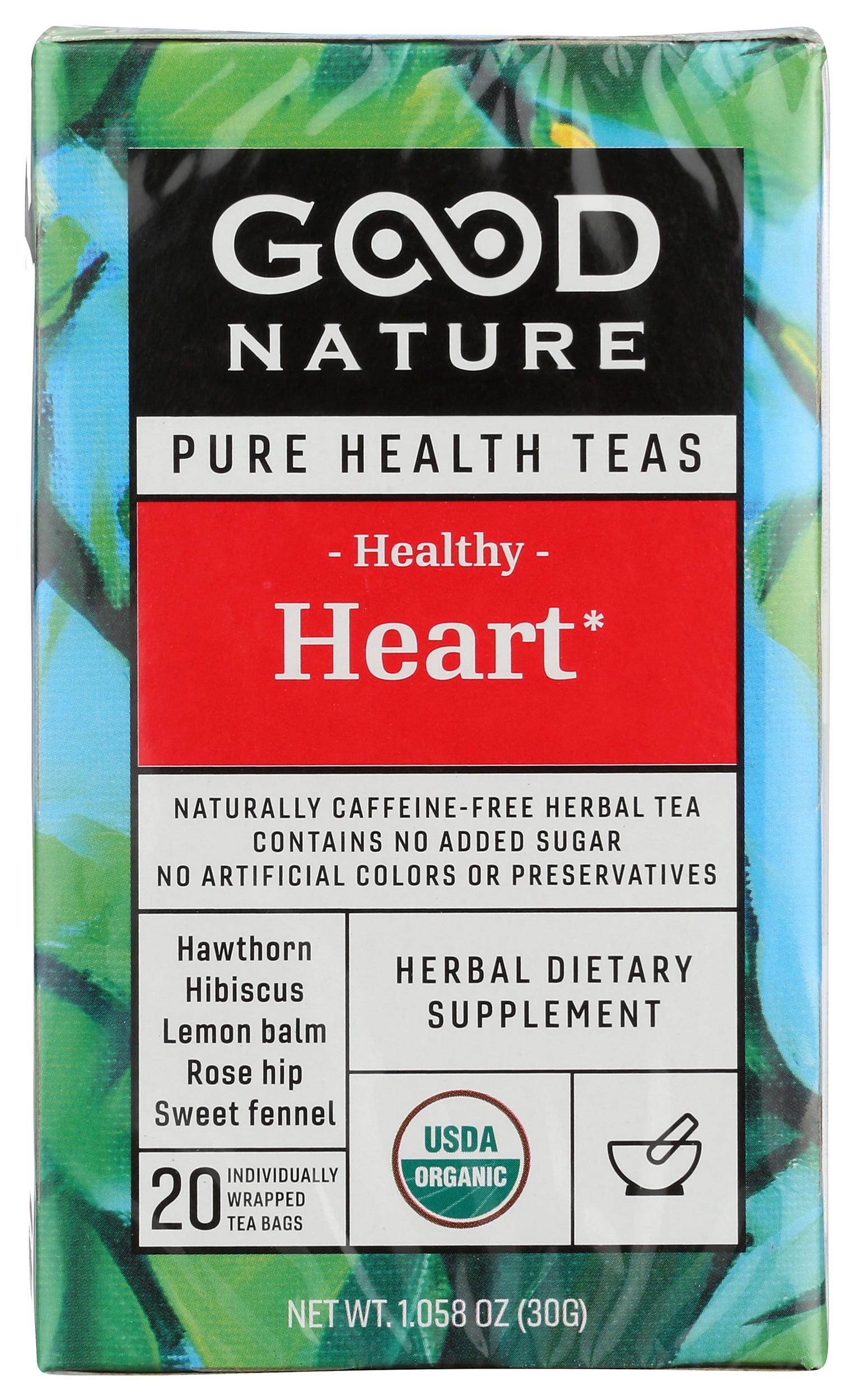 Good Nature Organic Pure Health Tea, Healthy Heart, 30G, Pack of 6