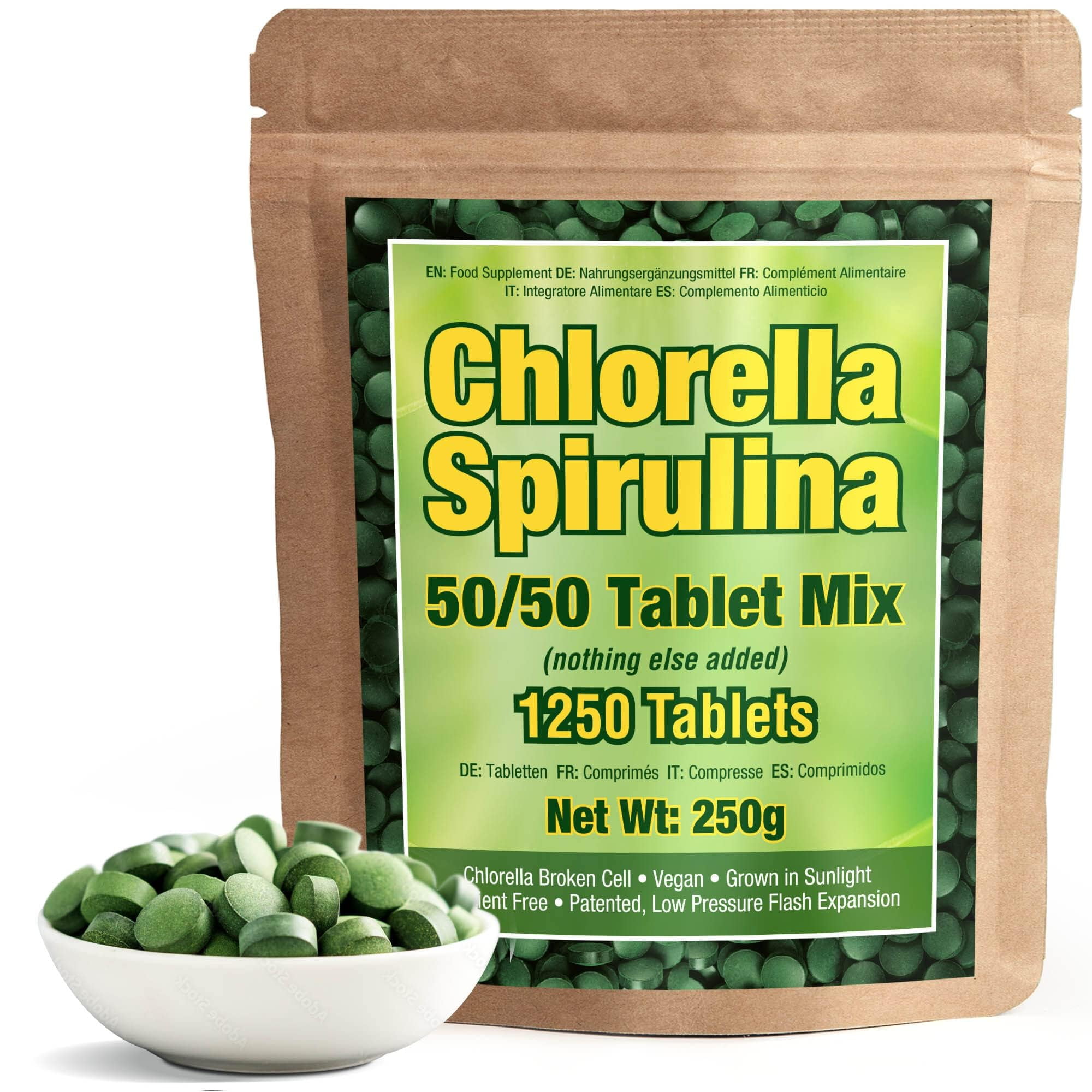 Good Natured Premium Spirulina and Chlorella Capsules 1,250 Tablets, NonGMO, Vegan Organic