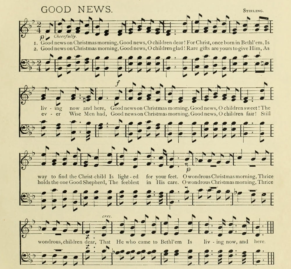 Good News Christmas in Song 1891 Canvas Art -  (18 x 24)