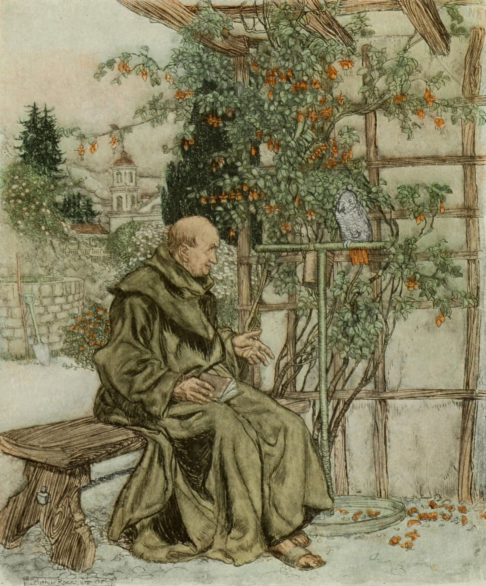 Good Night 1907 Good-day said Padre Canvas Art - A Rackham (18 x 24)