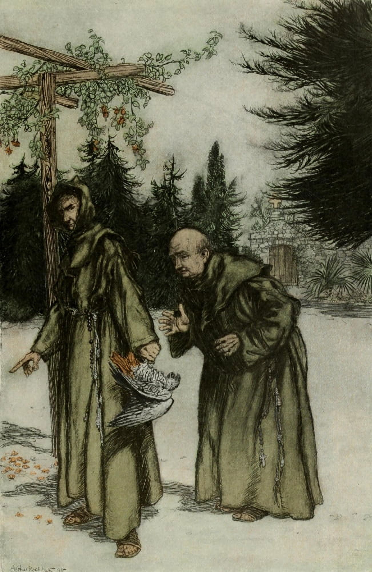 Good Night 1907 Severed fuchsias Canvas Art - A Rackham (24 x 36)