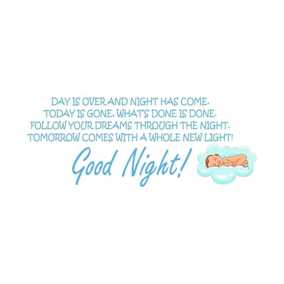 Good Night Follow your dreams through the Night Quote Decal Wall Art Sticker Designs Vinyl Stickers For Home House Walls Rooms Windows Bedroom Decoration Size (20x20 inch)