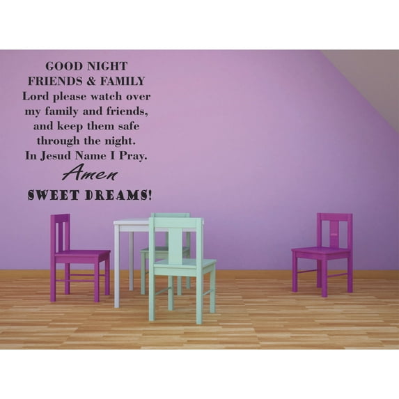 Good Night Friends Family Sweet Dreams Quotes Sleep Quote Wall Decal Vinyl Sticker Design for Girls Boys Kids Room Bedroom Nursery Kindergarten Home Decor Mural Wall Art Decoration Size (40x20 inch)