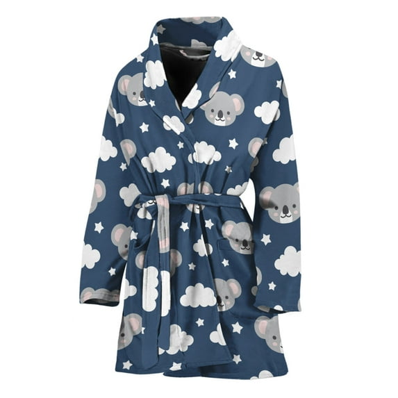Good Night Koala Pattern Women Bathrobe One Size Univeral Fits, Koala Animal Fashion Lightweight Plush Fleece Long Robe For Women