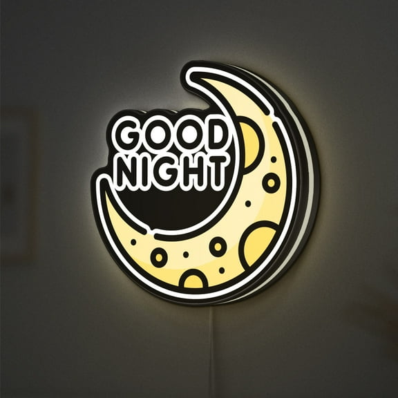 Good Night Moon 3D Novelty Light Box, Sleep and Bedtime Lamp Decor for Bedrooms, Dreamy Spaces and Relaxation Corners (Width 8 inch, 20cm)