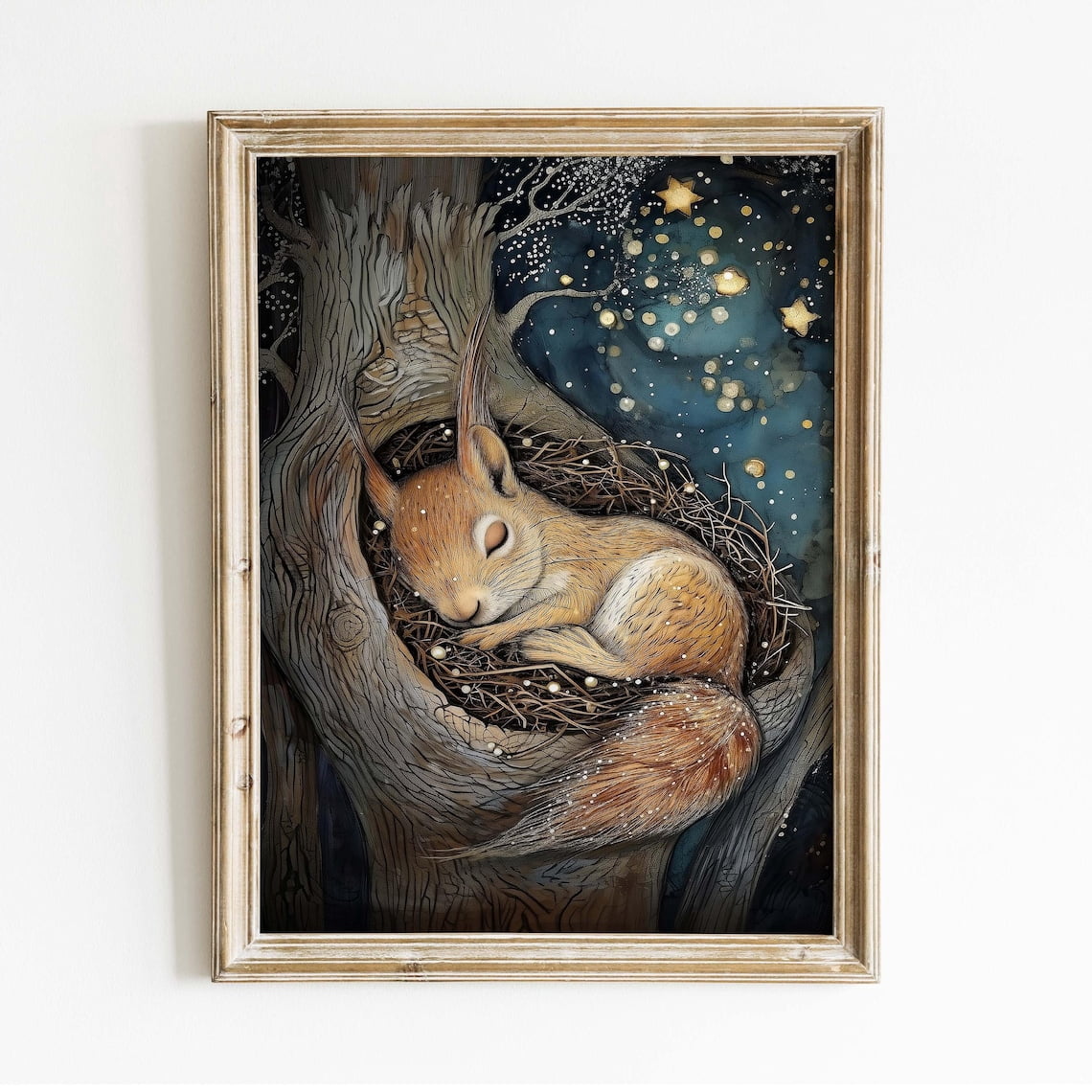 Good Night Nursery Wall Art Print, Sleeping Squirrel, Nursery And ...