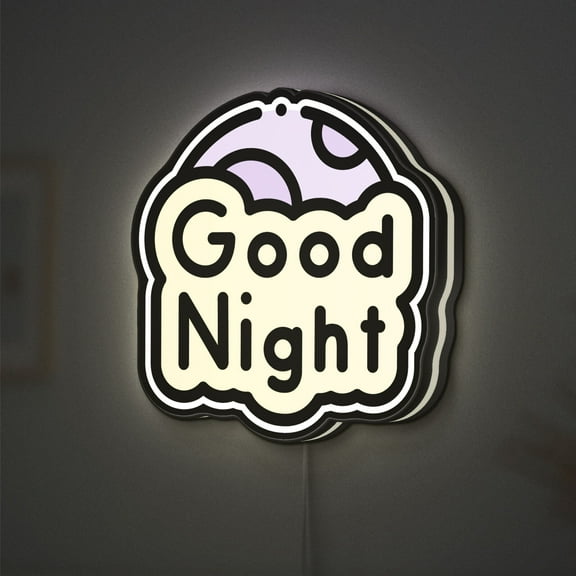 Good Night Sign 3D Novelty Light Box, Moon Light Theme Lamp Decor for Calm Spaces, Bedrooms and Night Rooms (Width 8 inch, 20cm)