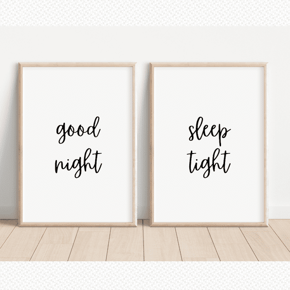 Good Night Sleep Tight Bedroom Quote Poster Set 2 Prints Set 2 , Poster Only