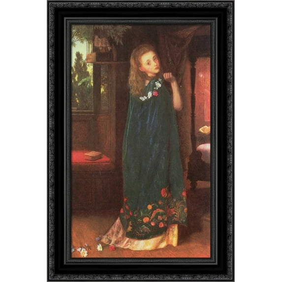 Good Night (later version) 18x24 Black Ornate Wood Framed Canvas Art by Hughes, Arthur