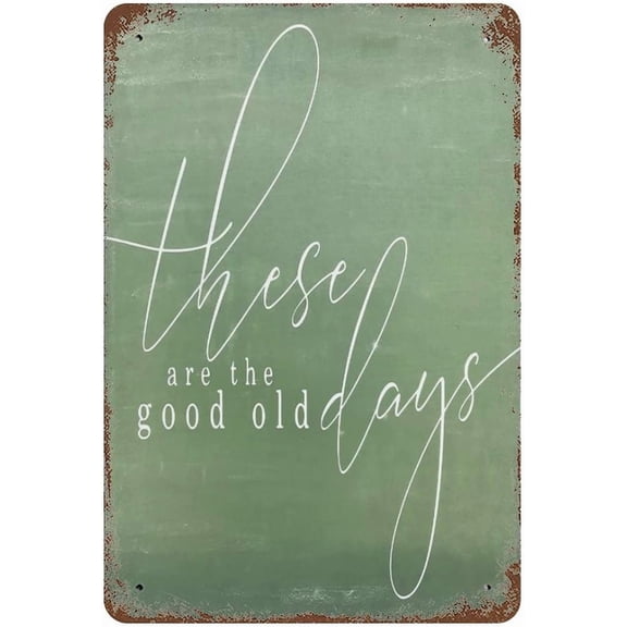 These are The Good Old Days Chalkboard Farmhouse Retro Metal Sign for Supermarket Shop Farmhouse Bedroom Office Cafe Home Coffee Bar Pub Bathroom Garden Yard Funny Decores 8 X 12 Inch