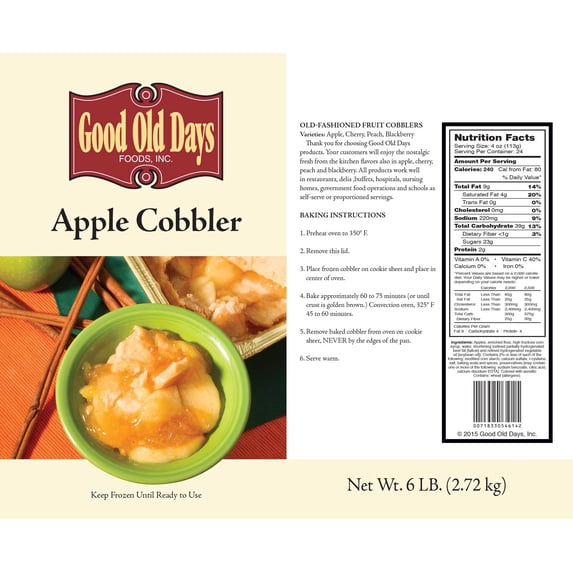 Good Old Days Country Kitchen Apple Cobbler, 6 Pound - 4 per case.