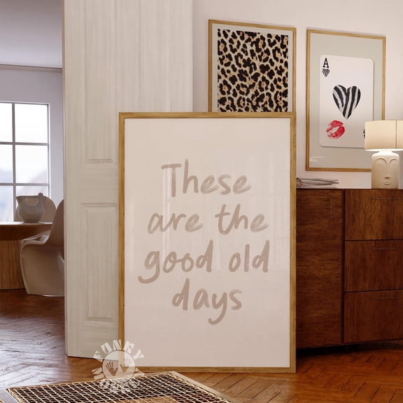 Good Old Days Neutral Retro Preppy Wall Art Unframed Paper Print