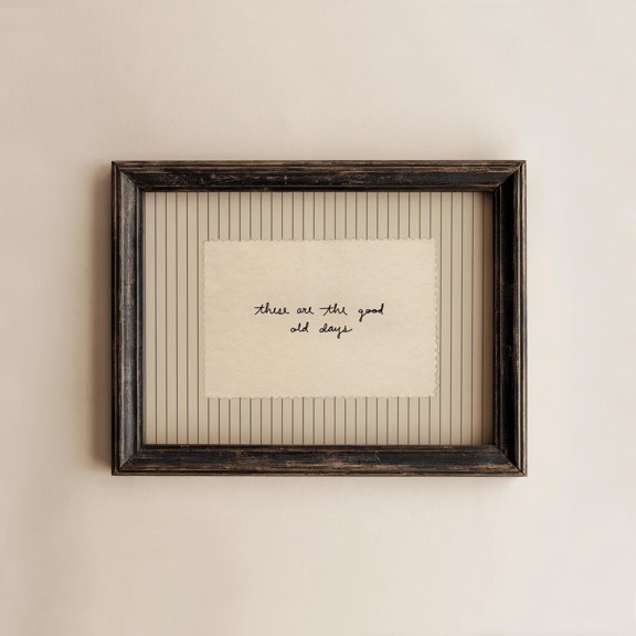 Good Old Days Striped Hand Written Typography Cursive Wall Art Living Space Gallery