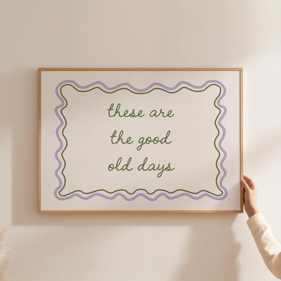 Good Old Days Typography Landscape Wall Art, Unframed Paper Print Size 8x12