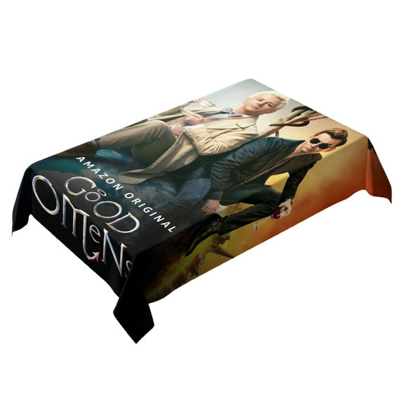 Good Omens-theme square tablecloth has an iconic print, fits most tables, and is easy to care for perfect gifts for fans friends and family60" x 87"152*220cm