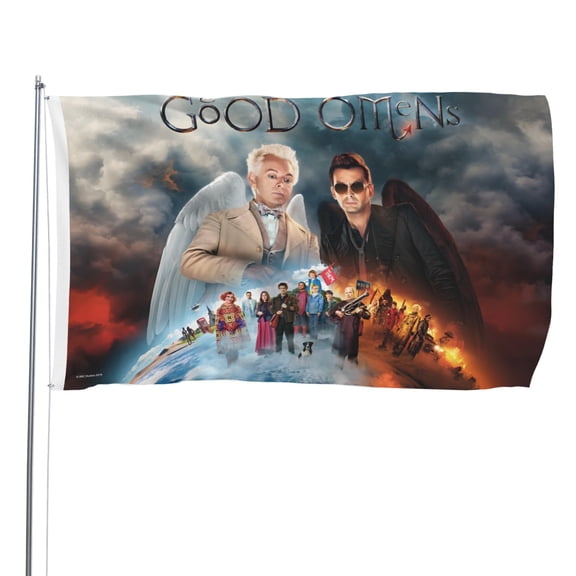 Good Omens-themed Printed Flag Perfect gift for fans, friends, and family members, and suitable for indoor and outdoor activities, party decorations.35.4"x59" (90cm150cm)