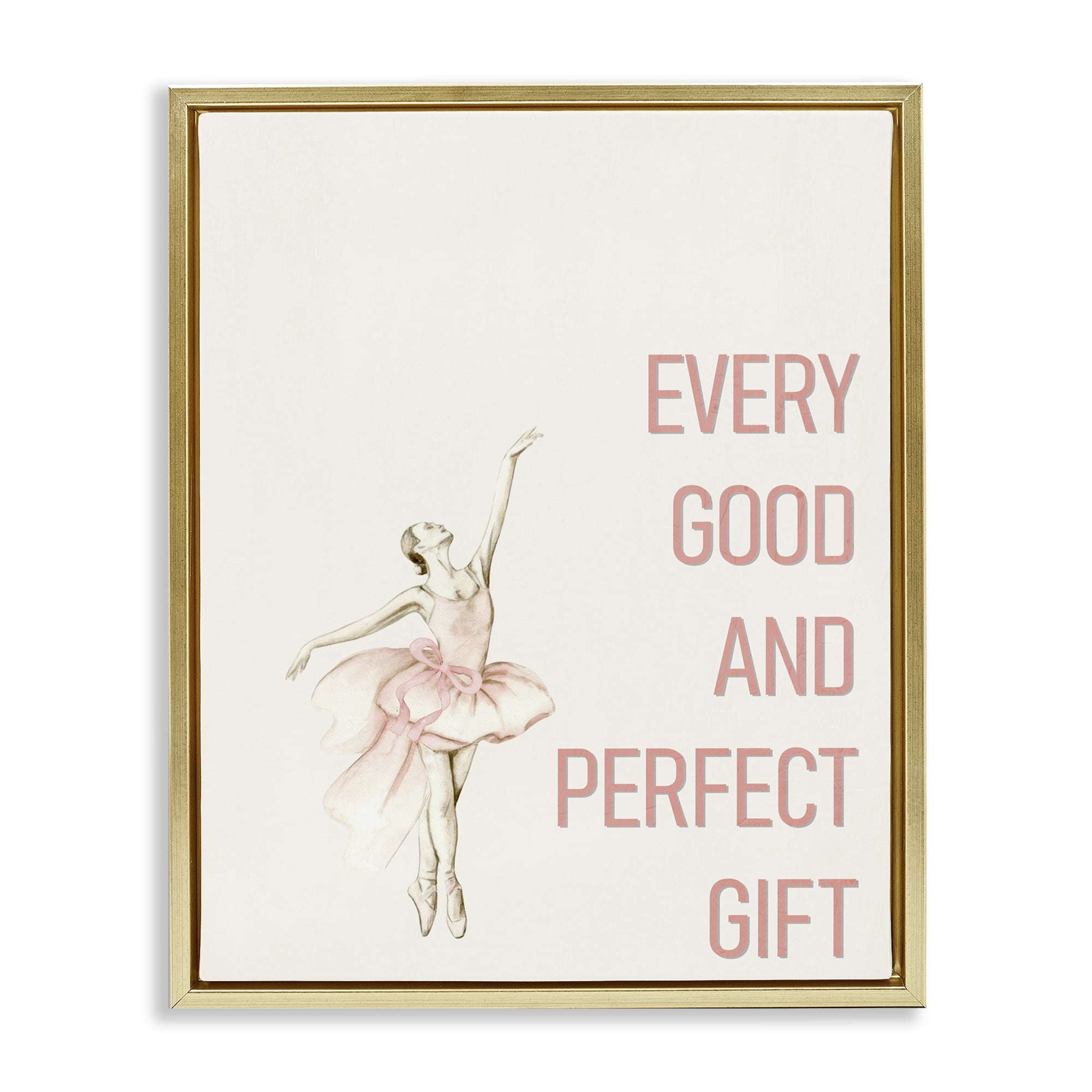 Good & Perfect Gift Ballerina Gold Framed Floater Canvas Wall Art, design by Kim Allen
