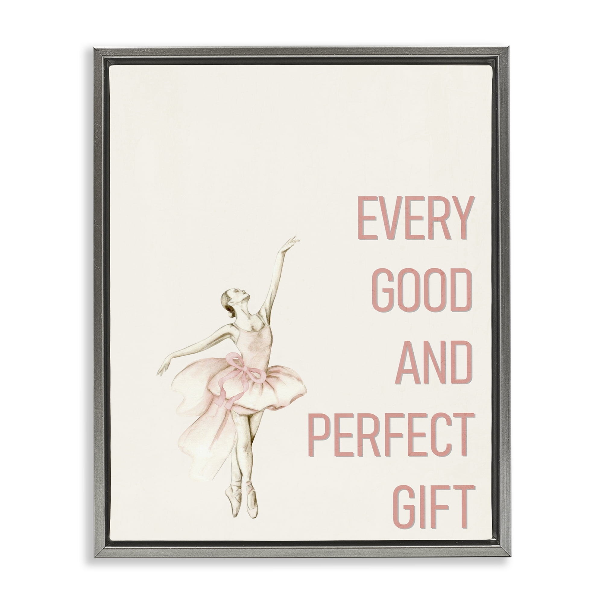 Good & Perfect Gift Ballerina Gray Framed Floater Canvas Wall Art, design by Kim Allen