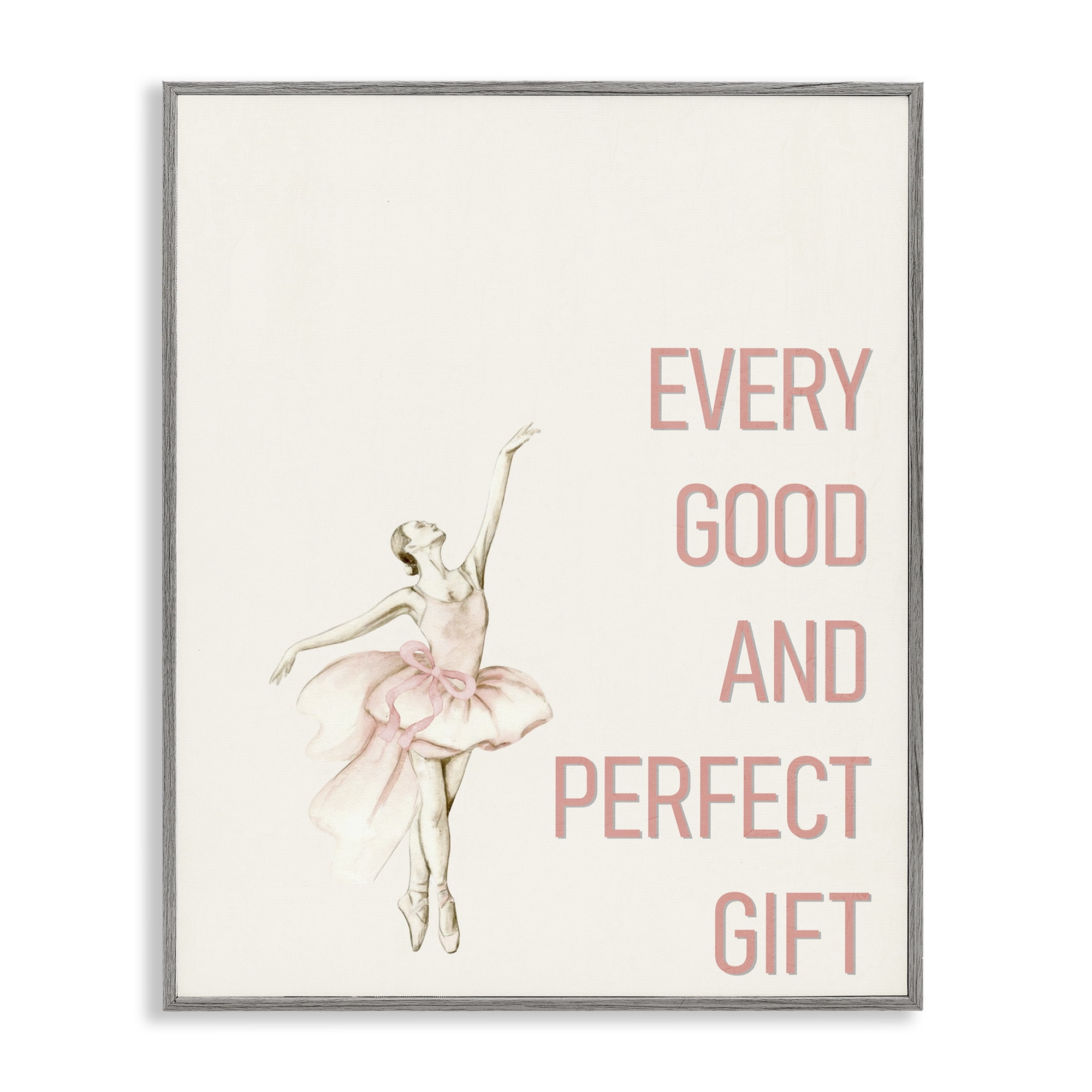 Good & Perfect Gift Ballerina Gray Framed Giclee Art, design by Kim Allen