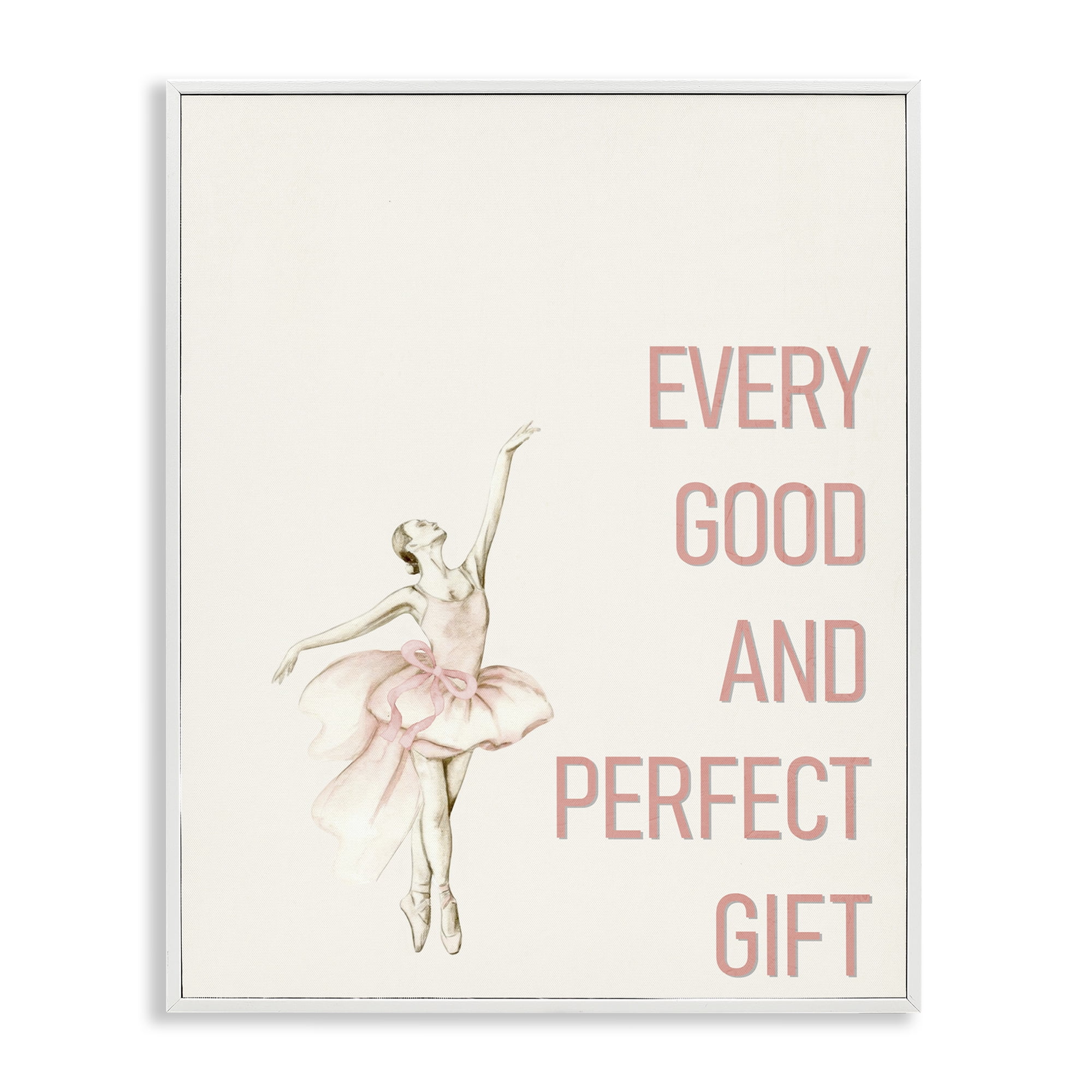 Good & Perfect Gift Ballerina White Framed Giclee Art, design by Kim Allen