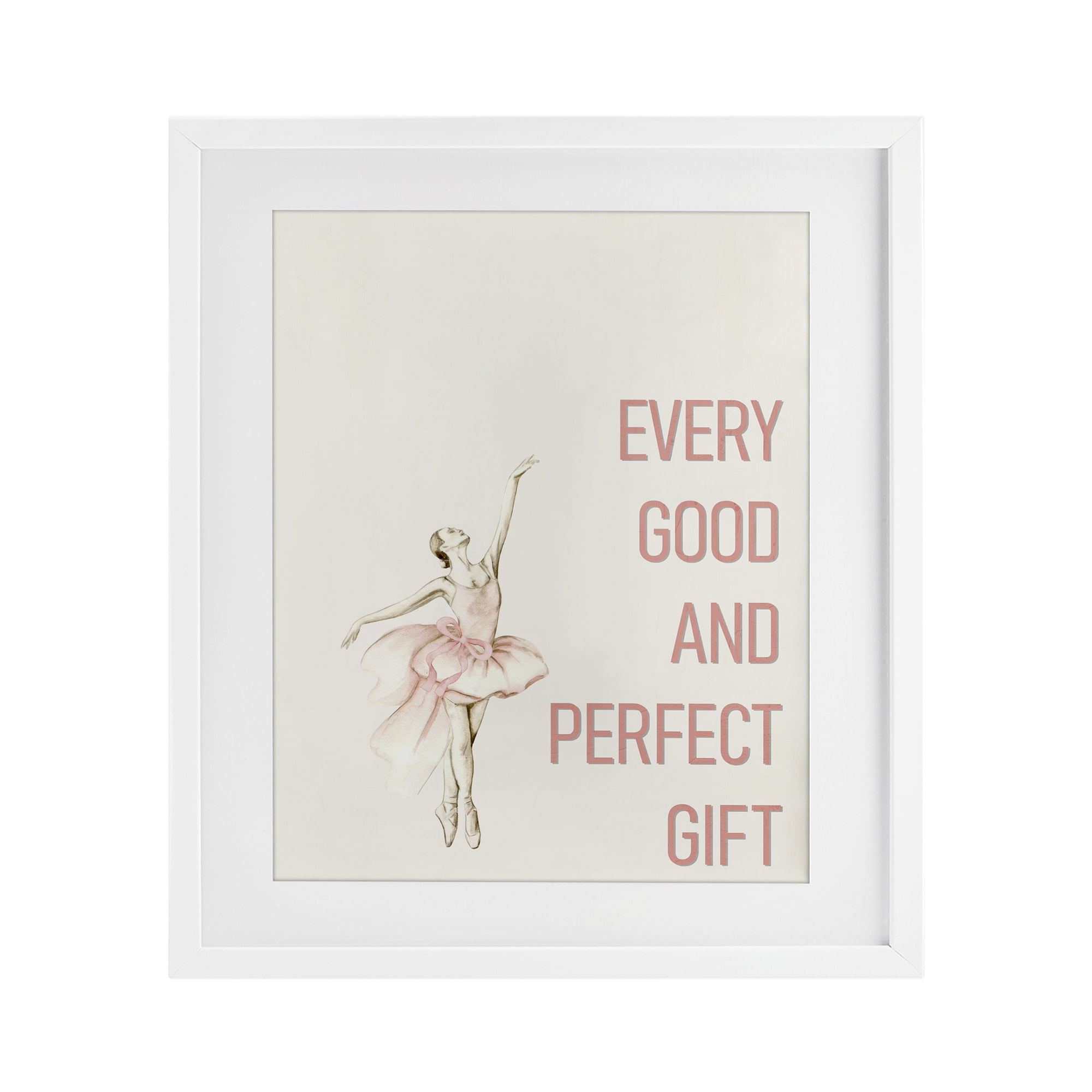 Good & Perfect Gift Ballerina White Framed Print Under Glass, design by Kim Allen