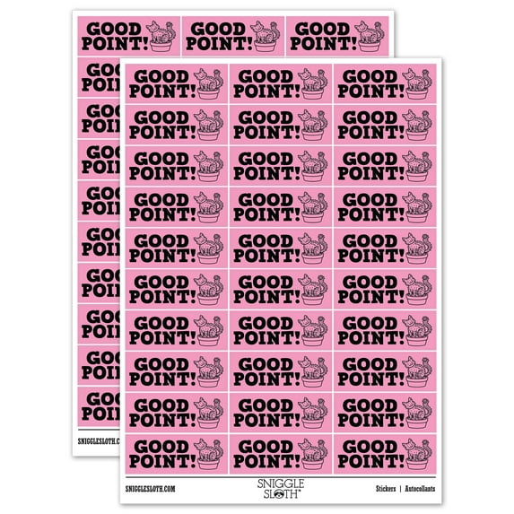 Good Point Cactus Teacher Student School Sticker Set - Light Pink - Matte Finish - 1.75" Medium