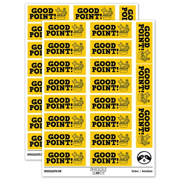 Good Point Cactus Teacher Student School Sticker Set - Yellow - Gloss Finish - 2.00" Large