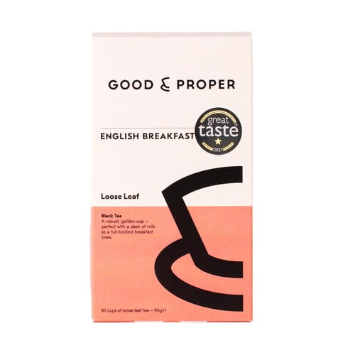 Good & Proper Tea - Loose Leaf English Breakfast Tea 90g, British Import (Pack of 2)