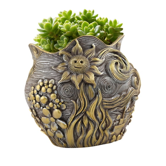 Good Resin Flower Pots Featuring Sunflowers Decor lightweights for Indoor Outdoor Use Easy to