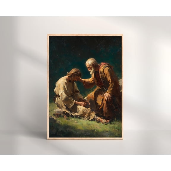 Good Samaritan Parable Art Print, Christian Home Decor Unframed Paper Print