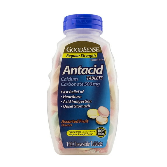 GoodSense Antacid Regular Strength Chewable Tablets, Fruit Flavor, 150 Ct