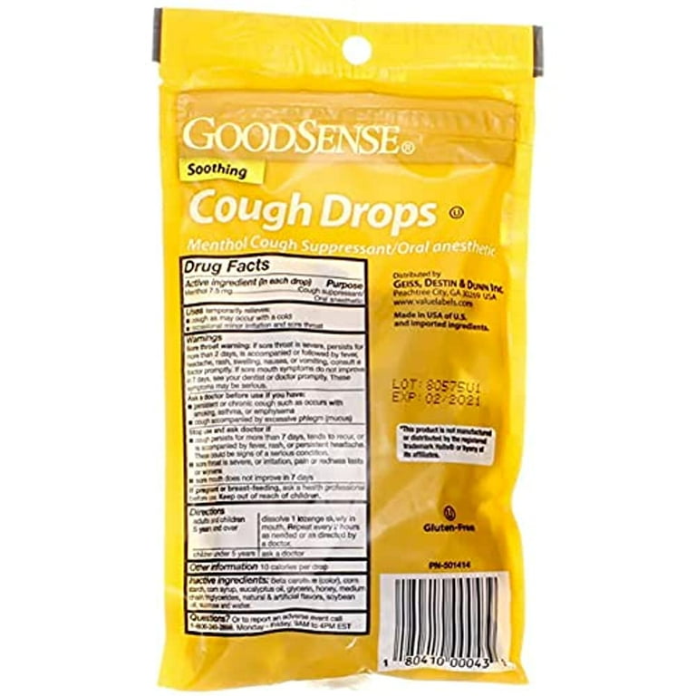 Good Sense Cough Drops Honey Lemon Flavor 30 Ct HSA/FSA