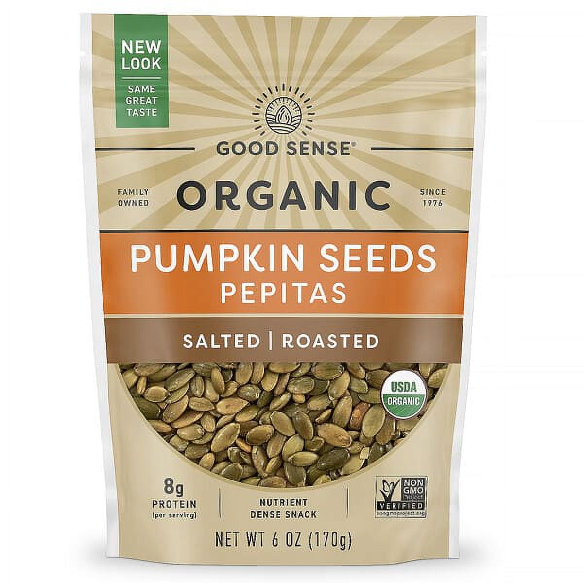 Good Sense, Organic Pumpkin Seeds Pepitas, Salted, Roasted, 6 oz Pack of 3