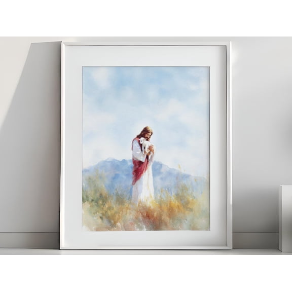 Good Shepherd Jesus Art Print: Christian Home Decor Warm Present Vintage UNFRAMED Poster Size 16x24