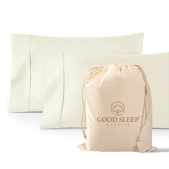 Good Sleep Bedding 1000 TC Egyptian Cotton Ivory King Size 20" x 40" Pillow Cases Set of 2 for All Age Group