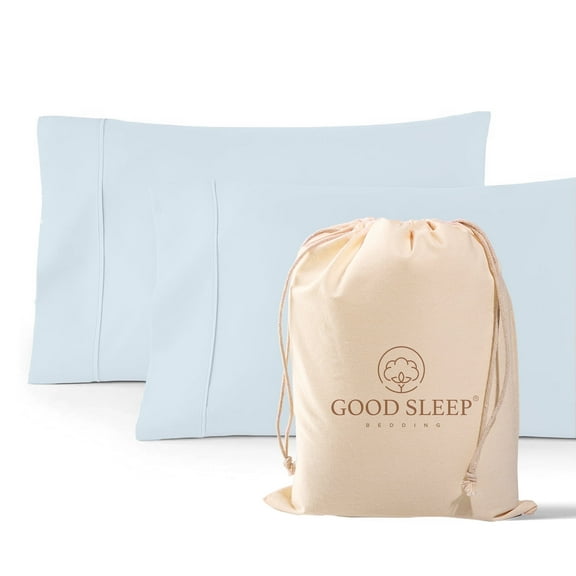 Good Sleep Bedding 1000 TC Egyptian Cotton Light Blue King Size 20" x 40" Pillow Cases Set of 2 for All Age Group