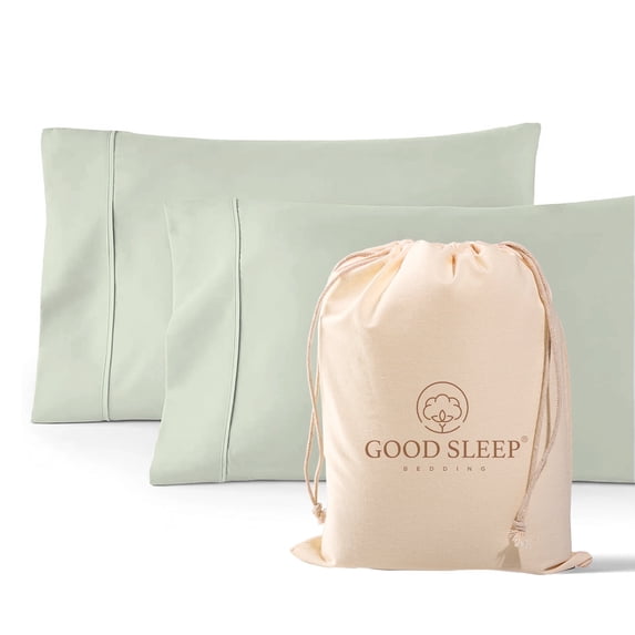 Good Sleep Bedding 1000 TC Egyptian Cotton Sage Queen/Standard 20" x 30" Pillow Cases 2 Pc for All Age Group