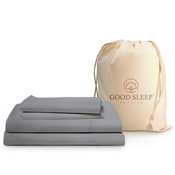Good Sleep Bedding 100% Egyptian Cotton Queen Sheets, Luxury 1000 Thread Count 4 Piece Sheets & Pillowcases Set - Light Gray