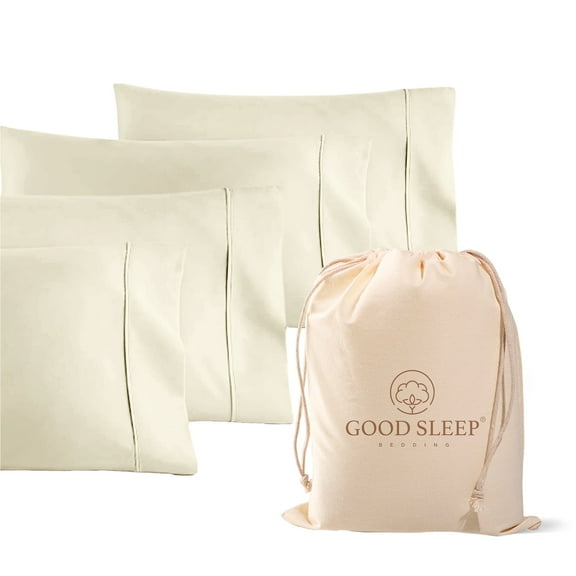 Good Sleep Bedding 1000 Thread Count 100% Egyptian Cotton Ivory Standard Size 20" x 30" Pillow Cases Set of 4