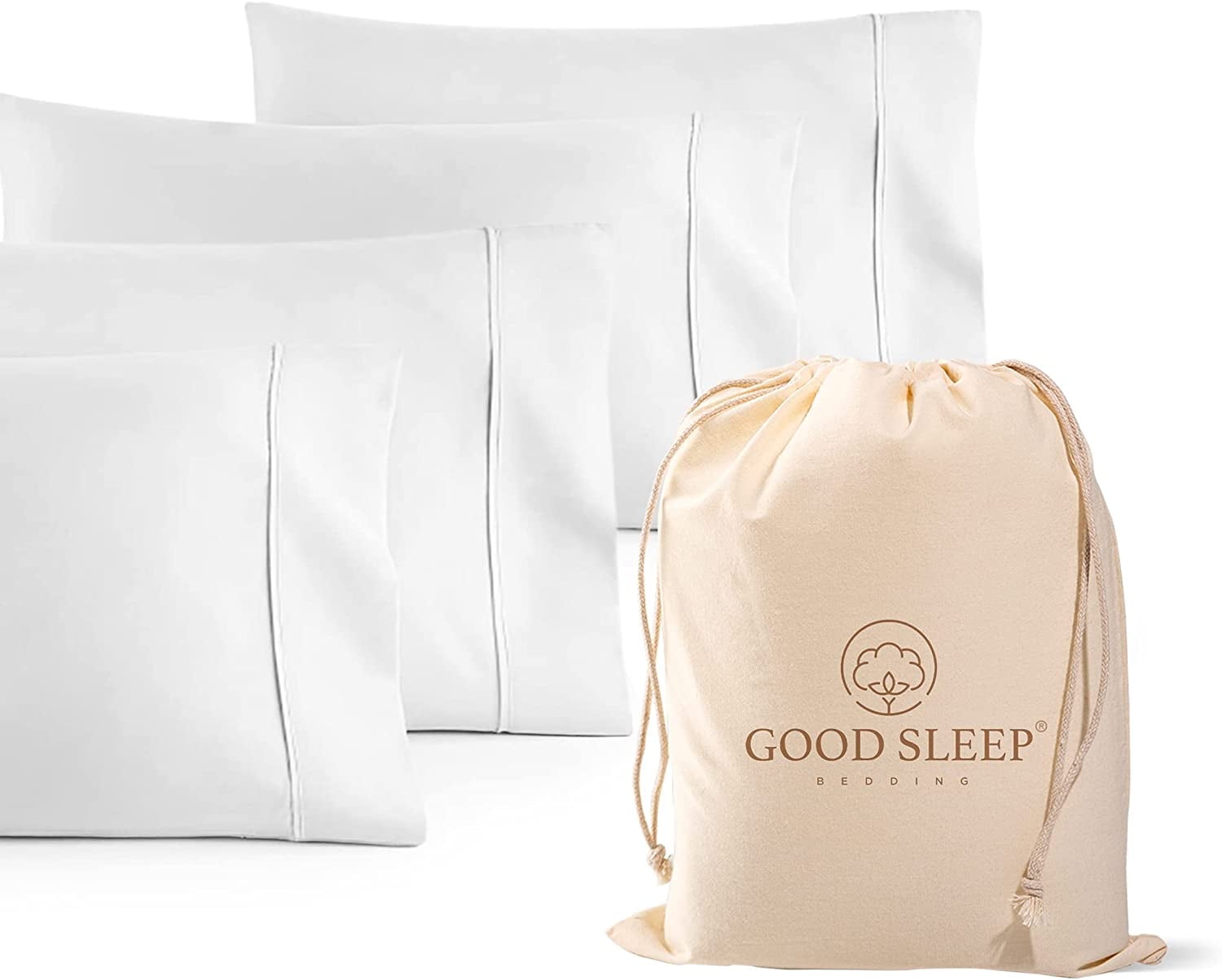 White Egyptian Cotton Standard Pillowcases Set of 4