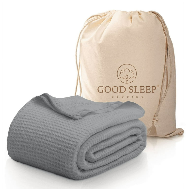 Good Sleep Bedding Cotton Waffle Blanket King Cal King Size 104x90 inches Light Gray for All Age Group Walmart