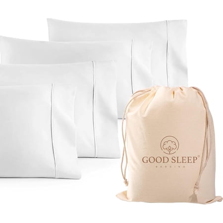Good Sleep Bedding Egyptian Cotton White King Size 20x40 Pillow Cases Set of 4