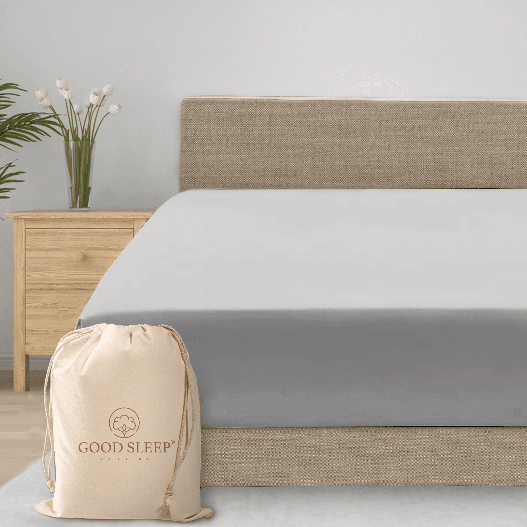 Light Gray King Egyptian Cotton Deep Pocket Fitted Sheet