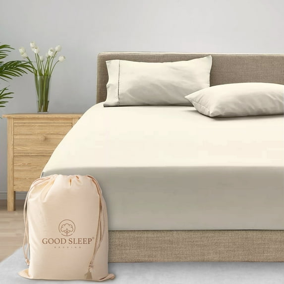 Good Sleep Bedding Twin XL Size Fitted Sheet Only Ivory Egyptian Cotton 800 TC