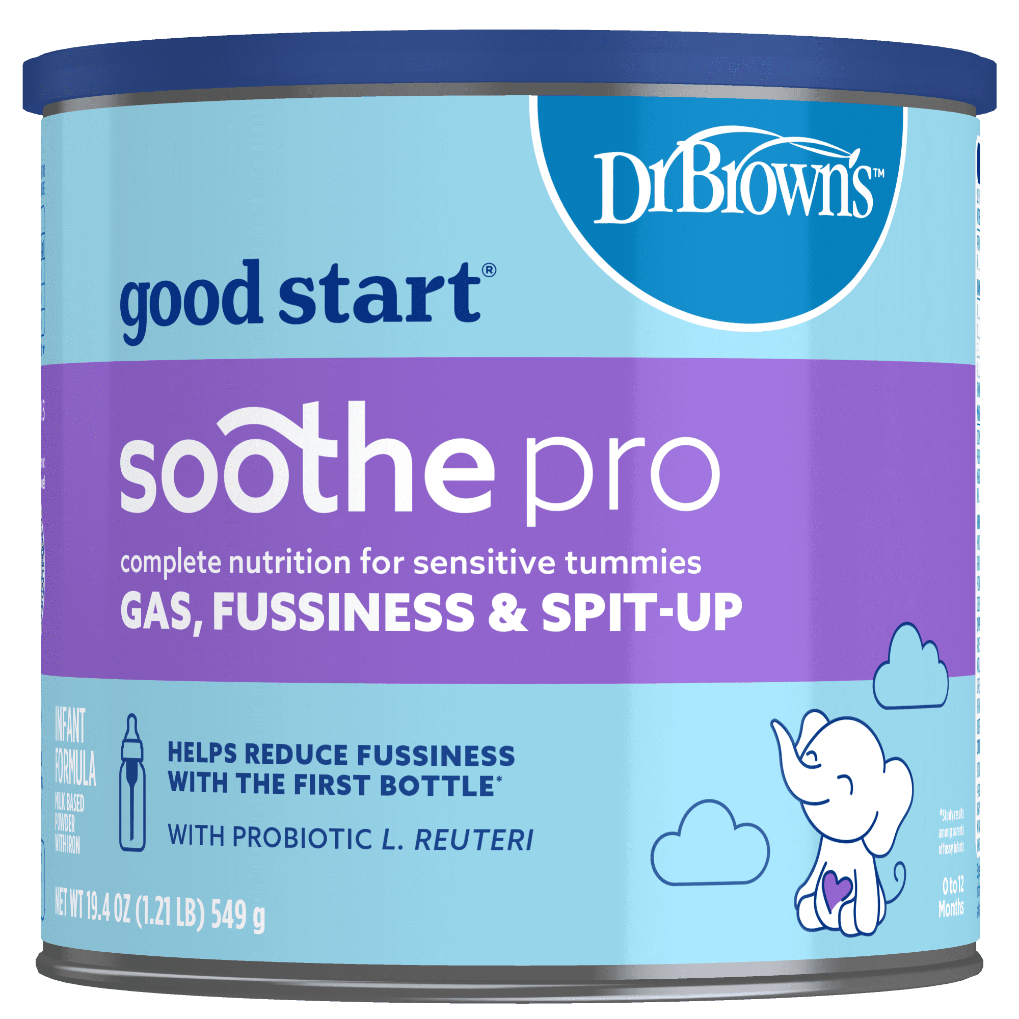 Good Start | Dr. Brown's Soothe Pro, Baby Formula Powder, for Sensitive Tummies, Gas, Fussiness and Spit-Up, Infant Formula with Probiotics, DHA, Non-GMO, 19.4 Ounce