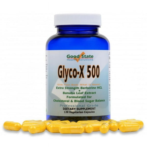 Good State Glyco-X 500 with Berberine HCL, 120 Veggie Capsules, Supports Blood, Immune & Sugar Levels