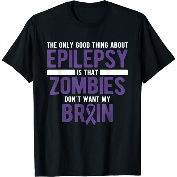 t-shirt Good Thing Zombies Don't Want My Brain Epilepsy Awareness T-Shirt mens，black，women，funny，journey，Crew Neck, Short Sleeve,printing
