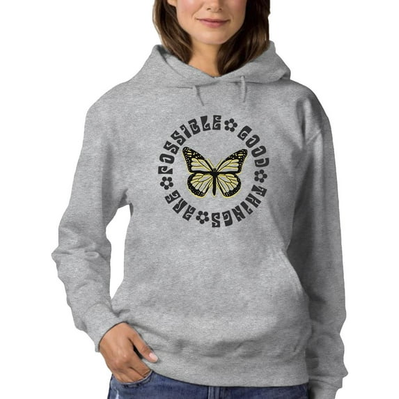 Good Things Are Possible Retro. Hoodie Women -Image by Shutterstock, Female Large