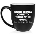 thumbnail image 1 of Good Things Come To Those Who Funny, Graduation Gift, Promotion, New Job Ceramic Coffee Mug Tea Cup Gift for Her, Him, Friend, Coworker, Wife, Husband (16oz Matte Black), 1 of 1