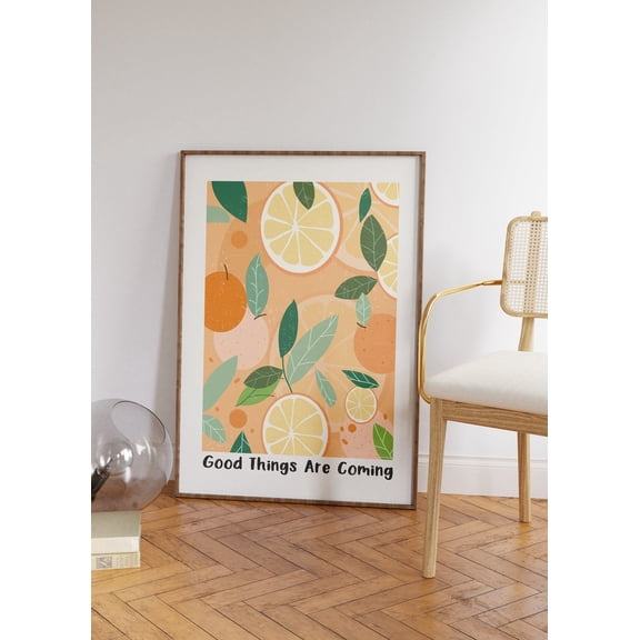 Good Things Are Coming Poster, Retro Positive Quote Poster, Mindful Posters, Inspirational Poster, Boho Fruits Art, Trendy Wall Art, Unframed Poster Size 16x24